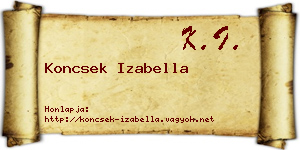Koncsek Izabella névjegykártya